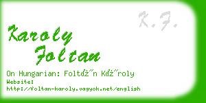 karoly foltan business card